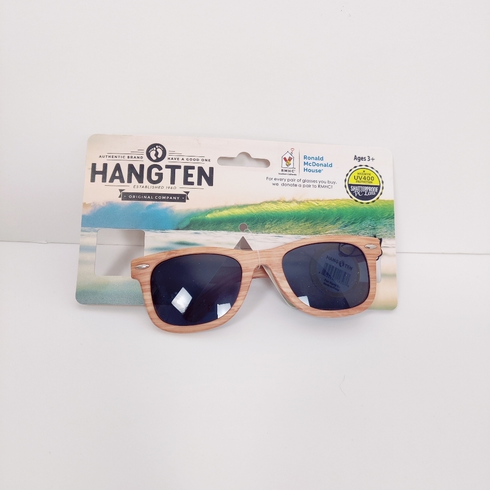 Hang Ten Kids' Sunglasses with Shatterproof Lenses Woodgrain Design Beach Summer